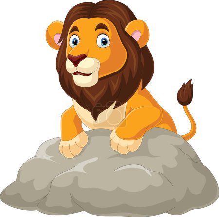 Photo for Vector illustration of Cartoon lion lying on the rock - Royalty Free Image