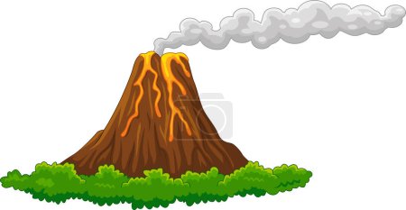 Photo for Vector illustration of Volcano island erupting with lava - Royalty Free Image