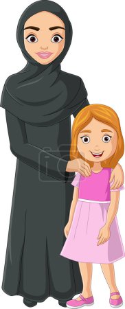 Photo for Vector illustration of Cartoon arab woman with his daughter - Royalty Free Image