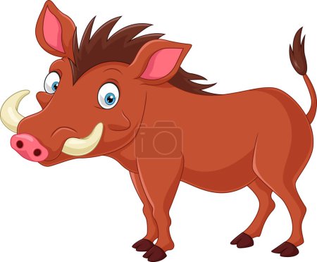 Téléchargez les illustrations : Vector illustration of Cartoon warthog on white background - en licence libre de droit