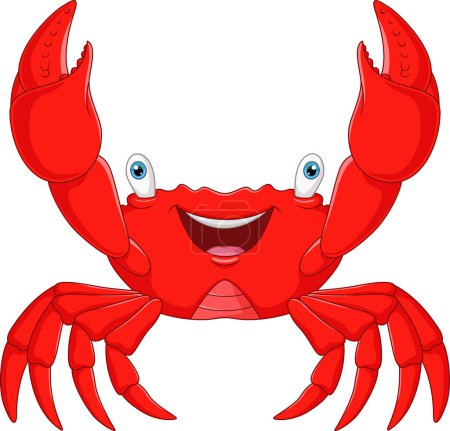 Photo for Cartoon happy crab on white background - Royalty Free Image