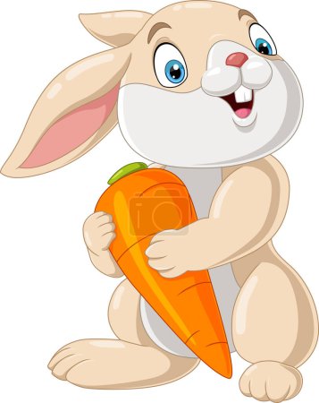 Photo for Vector illustration of Cartoon little bunny holding a carrot - Royalty Free Image