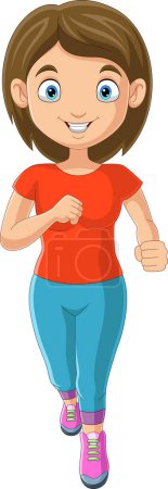 Vector illustration of Cartoon young woman jogging on white background