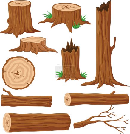 Photo for Vector illustration of Cartoon wood logs and trunks collection - Royalty Free Image