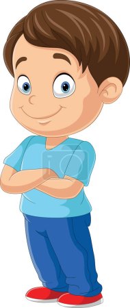 Photo for Vector illustration of Cartoon little boy stands with arms crossed over his chest - Royalty Free Image