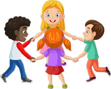 Photo for Vector illustration of Happy kids holding hands and dancing in a circle - Royalty Free Image