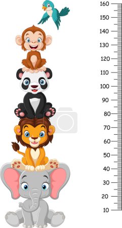 Photo for Vector illustration of Cartoon zoo animals with meter wall - Royalty Free Image