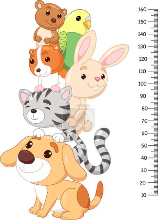 Illustration for Vector illustration of Cartoon animals with meter wall - Royalty Free Image
