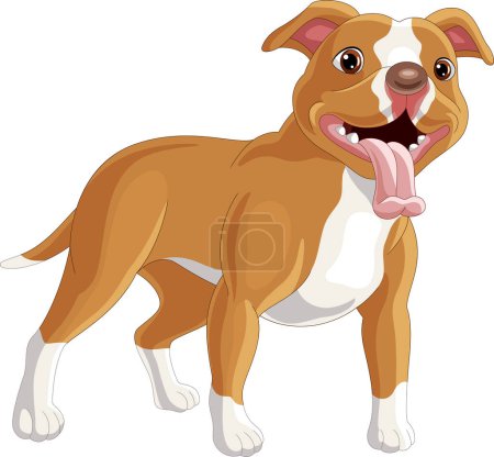 Ilustración de Ilustración vectorial del perro pitbull de dibujos animados sobre fondo blanco - Imagen libre de derechos
