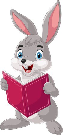 Photo for Illustration of Cartoon rabbit reading a book - Royalty Free Image