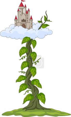Illustration for Illustration of Castle with bean sprout in the clouds - Royalty Free Image
