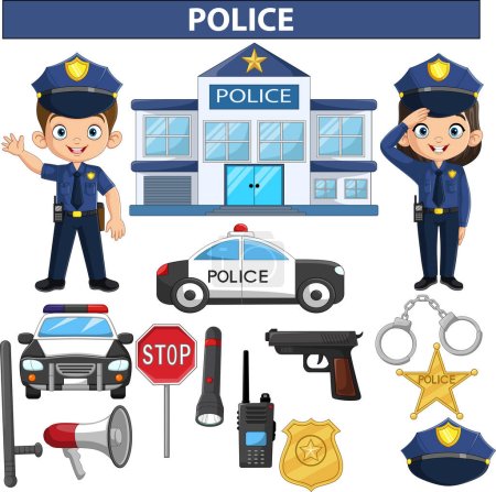 Photo for Illustration of Police elements equipment collection - Royalty Free Image
