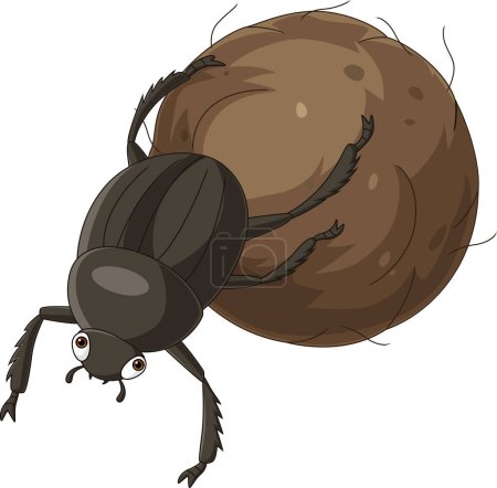 Photo for Vector illustration of Cartoon dung beetle with a big ball of poop - Royalty Free Image