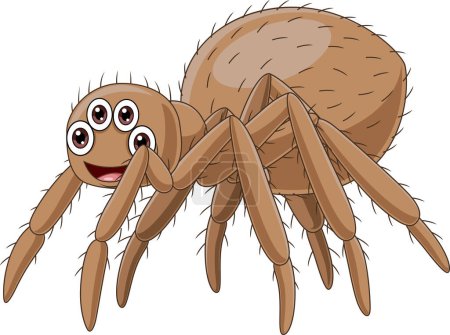 Vector illustration of Cute tarantula cartoon on white background