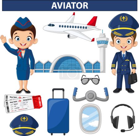 Photo for Vector illustration of Cartoon airport and objects collection - Royalty Free Image