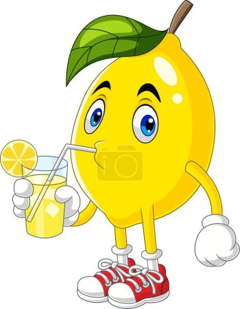 Photo for Vector illustration of Cute lemon cartoon drinking lemonade - Royalty Free Image