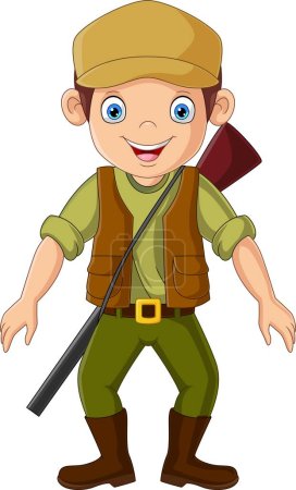 Photo for Vector illustration of Cartoon hunter with shotgun on white background - Royalty Free Image