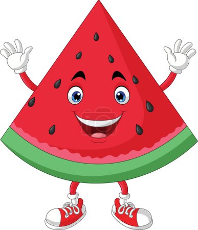 Photo for Vector illustration of Cute watermelon cartoon raising hands - Royalty Free Image