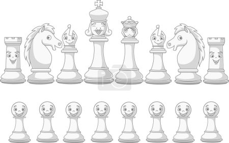 Photo for Vector illustration of Set of chess white pieces cartoon - Royalty Free Image