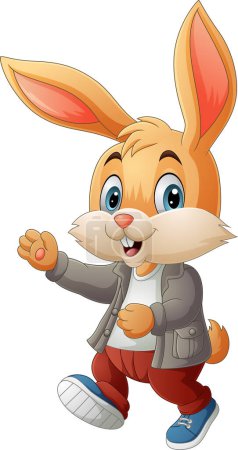Photo for Vector illustration of Cartoon happy rabbit on white background - Royalty Free Image