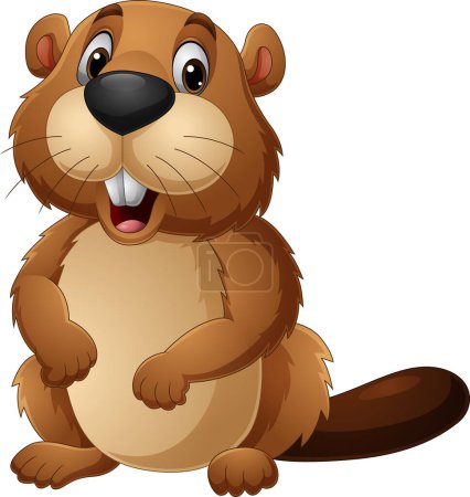 Photo for Vector illustration of Cartoon happy beaver on white background - Royalty Free Image