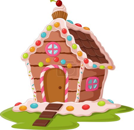 Photo for Vector illustration of Cartoon gingerbread house on white background - Royalty Free Image