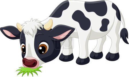 Photo for Vector illustration of Cute little cow cartoon eating grass - Royalty Free Image
