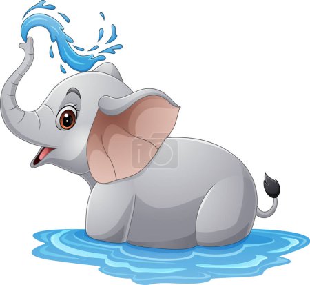 Photo for Vector illustration of Cartoon cute elephant spraying water - Royalty Free Image