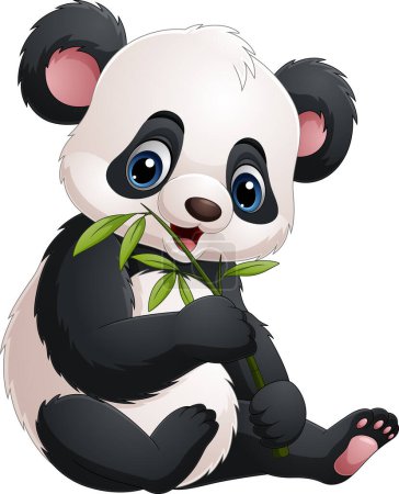 Photo for Vector illustration of Cartoon funny panda eating bamboo leaves - Royalty Free Image