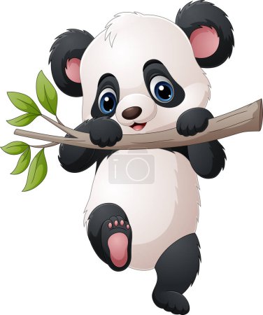Photo for Vector illustration of Cartoon panda hanging on tree branch - Royalty Free Image