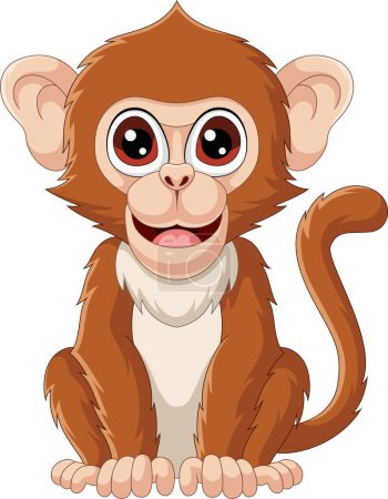 Ilustración de Ilustración vectorial de la caricatura linda de Macaca sobre fondo blanco - Imagen libre de derechos