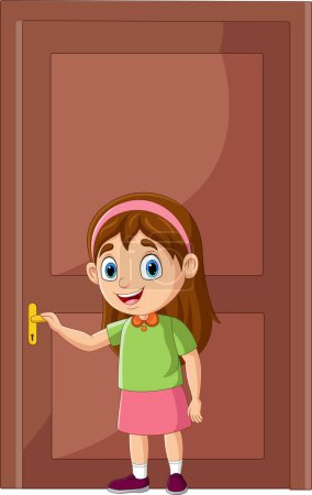 Photo for Vector illustration of Cartoon little girl opening door - Royalty Free Image