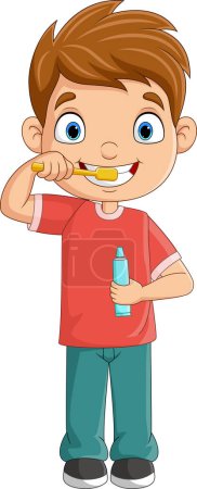 Photo for Vector illustration of Cartoon little boy brushing teeth - Royalty Free Image