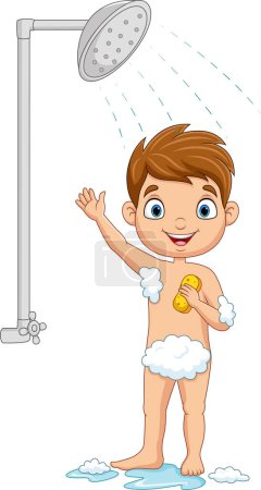 Photo for Vector illustration of Cartoon little boy taking a bath - Royalty Free Image