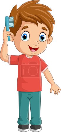 Photo for Vector illustration of Cartoon little boy combing hair - Royalty Free Image