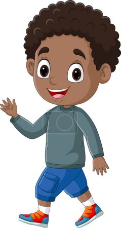 Photo for Vector illustration of Cartoon african american boy waving hand - Royalty Free Image