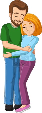 Photo for Vector illustration of Cartoon father embracing mother in a loving hug - Royalty Free Image
