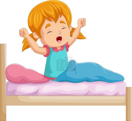 Photo for Vector illustration of Cartoon little girl wake up - Royalty Free Image