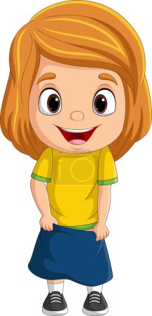 Photo for Vector illustration of Cartoon little girl dressing up himself - Royalty Free Image