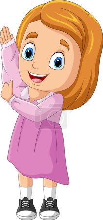 Photo for Vector illustration of Cartoon little girl putting up clothes - Royalty Free Image