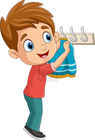 Photo for Vector illustration of Cartoon little boy hanging clothes - Royalty Free Image