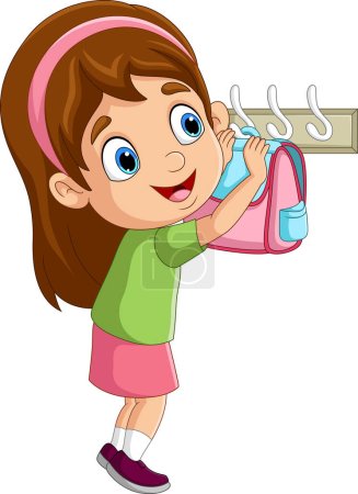 Photo for Vector illustration of Cartoon little girl hanging bag - Royalty Free Image