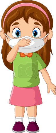 Photo for Vector illustration of Cartoon little girl wearing face mask - Royalty Free Image