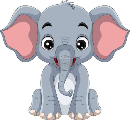 Foto de Ilustración vectorial de elefante de dibujos animados sobre fondo blanco - Imagen libre de derechos