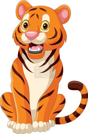 Foto de Ilustración vectorial del tigre de dibujos animados sobre fondo blanco - Imagen libre de derechos