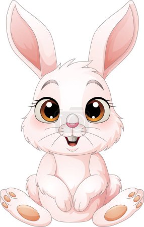 Foto de Ilustración vectorial del conejo bebé sonriente de cartón aislado sobre fondo blanco - Imagen libre de derechos