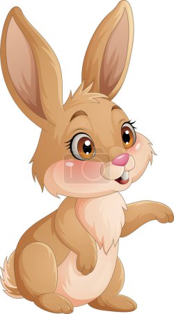 Foto de Ilustración vectorial de dibujos animados lindo conejo sobre fondo blanco - Imagen libre de derechos