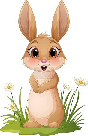 Foto de Ilustración vectorial de dibujos animados conejo feliz aislado sobre fondo blanco - Imagen libre de derechos