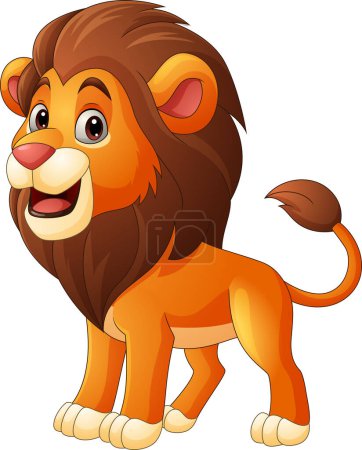 Foto de Ilustración vectorial de dibujos animados de león lindo sobre fondo blanco - Imagen libre de derechos