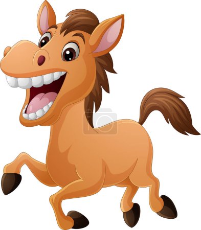 Foto de Ilustración vectorial de dibujos animados caballo feliz sobre fondo blanco - Imagen libre de derechos